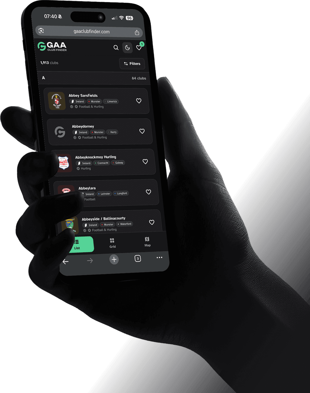 GAA Club Finder on iPhone
